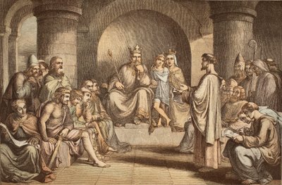 Alfred le Grand soumettant ses lois au Witan, gravé par JD Cooper - John Bridges
